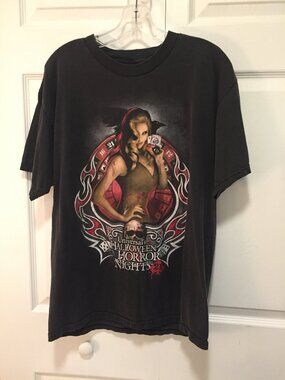 Vintage Universal Studios Halloween Horror Nights 21 Black T-Shirt Mens Medium*